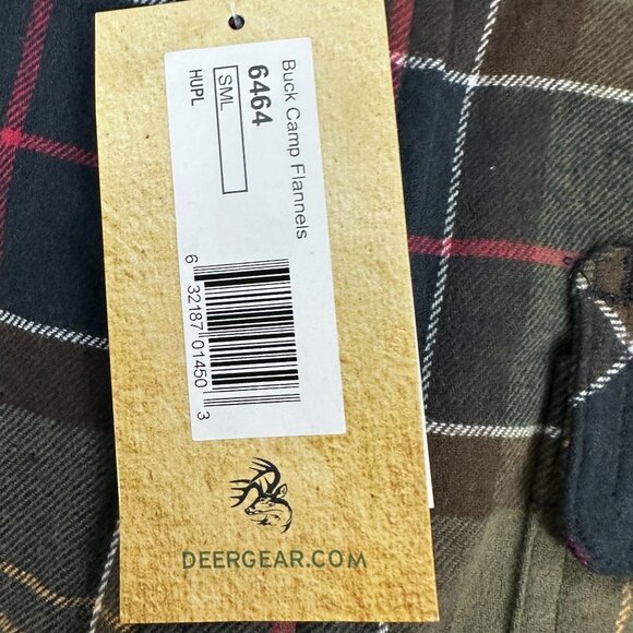 Legendary Whitetails Buck Camp Flannel Shirt S Plaid 100% Cotton Green & Red - Picture 4 of 8